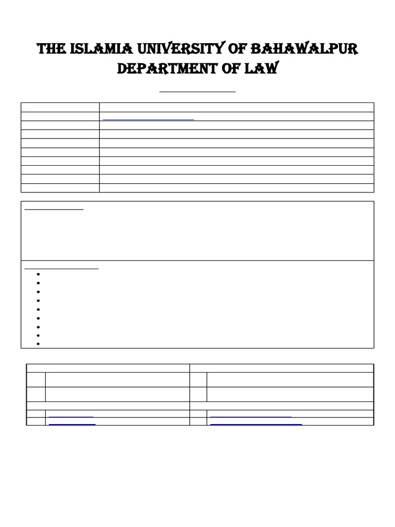 Legal Systems of Pakistan Course Plan | PDF | Government Of Pakistan ...