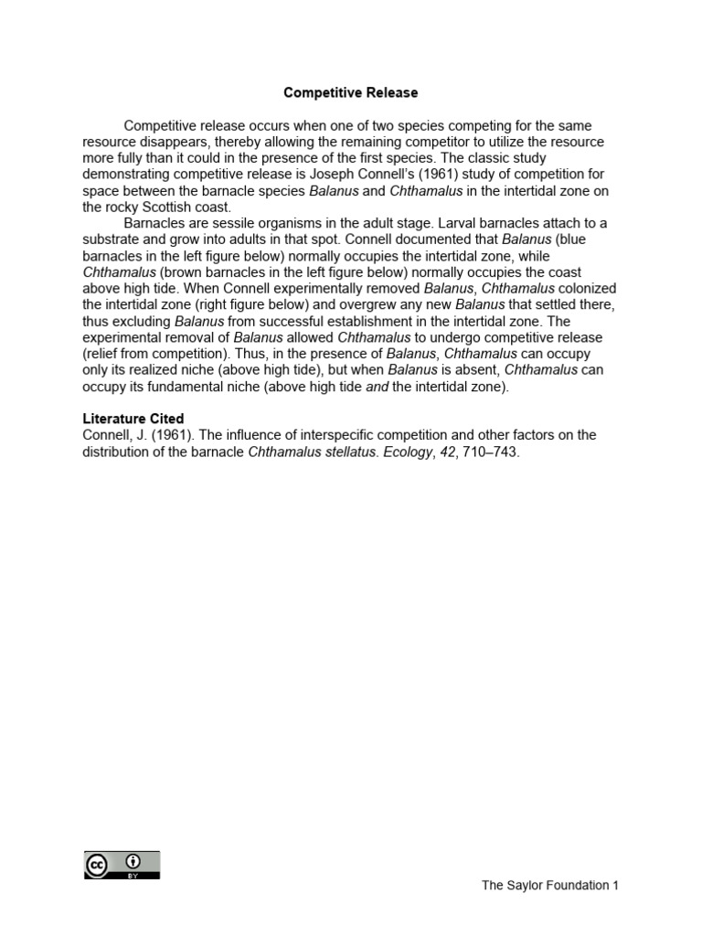 Competitive Release in Barnacle Species | PDF