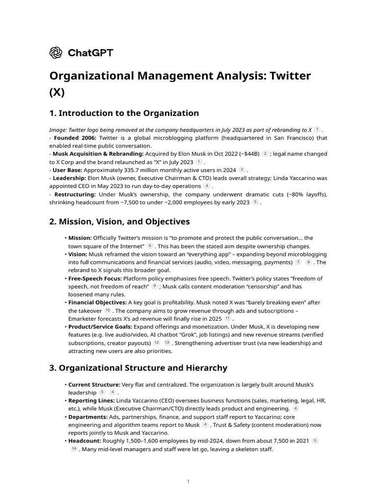 Twitter's Organizational Shift to X | PDF | Elon Musk