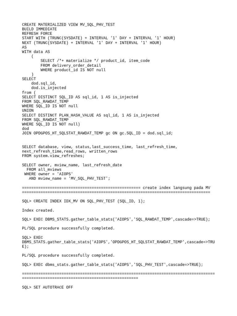 Index On Base Table or Index On MV ? | PDF | Database Index | Sql