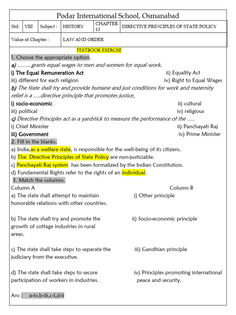 Directive Principles of State Policy Explained | PDF | Justice | Crime ...