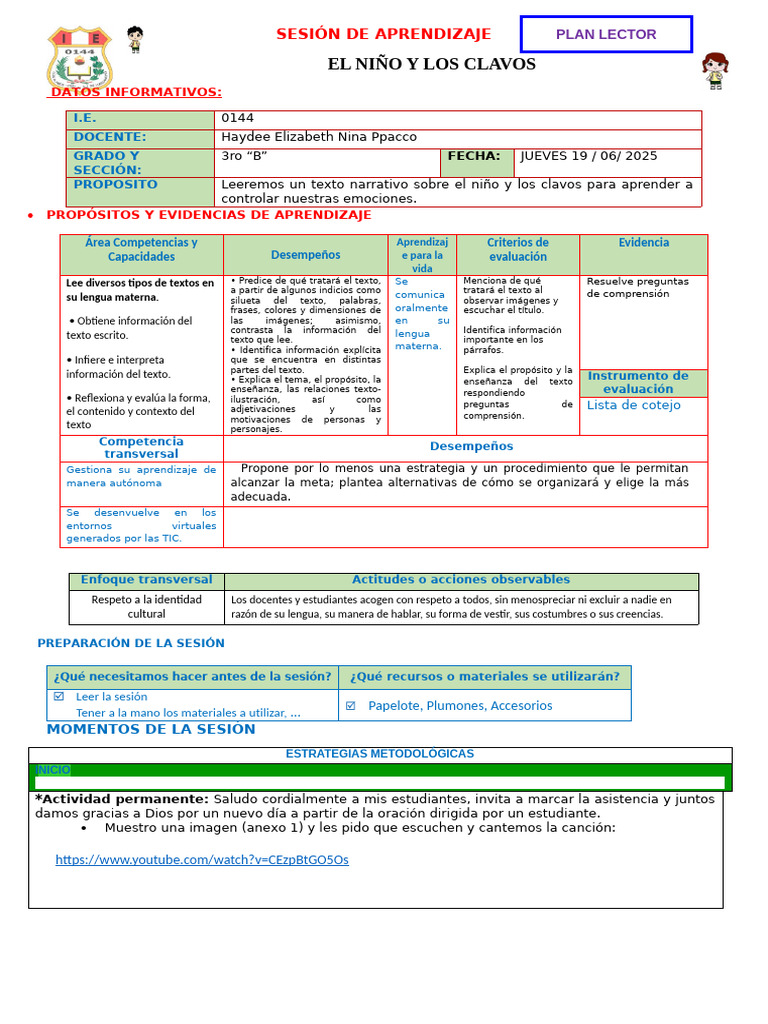 MIERCOLES 18 DE JUNIO Plan LECTOR | PDF | Aprendizaje | Ciencia cognitiva