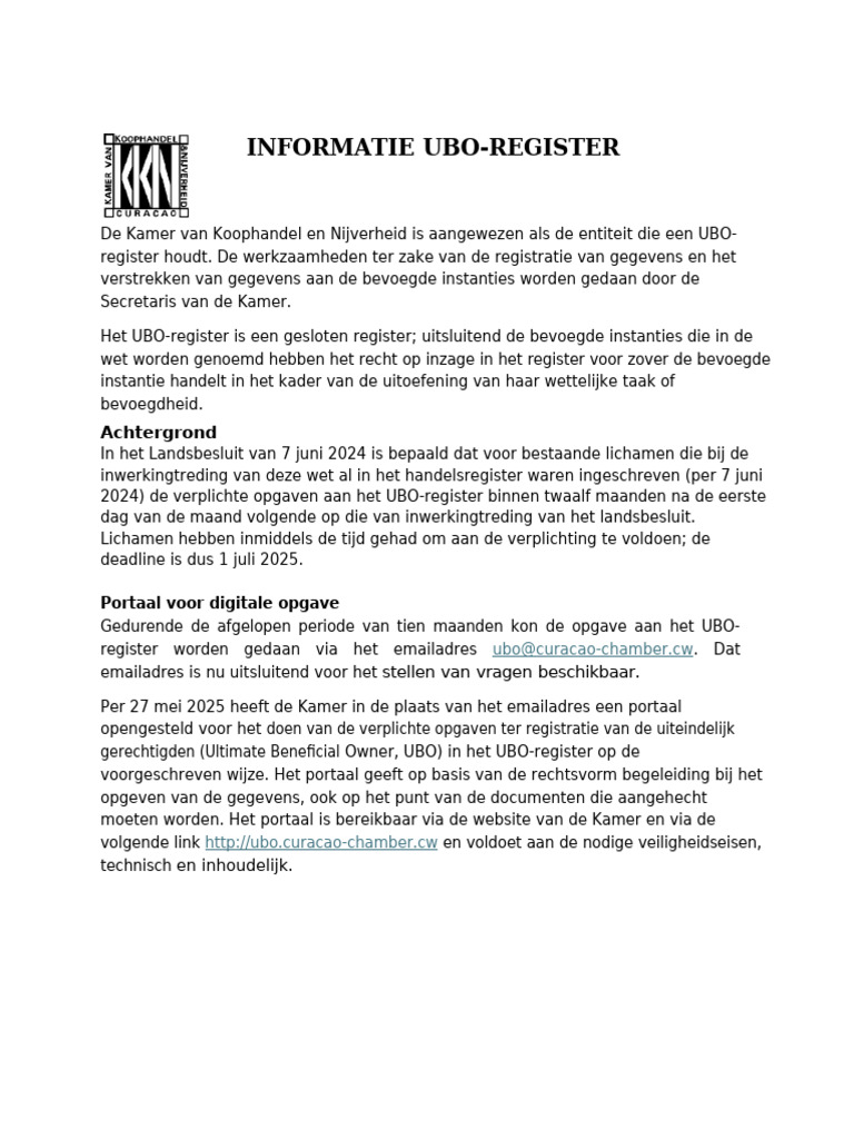 Toelichting UBO Register | PDF