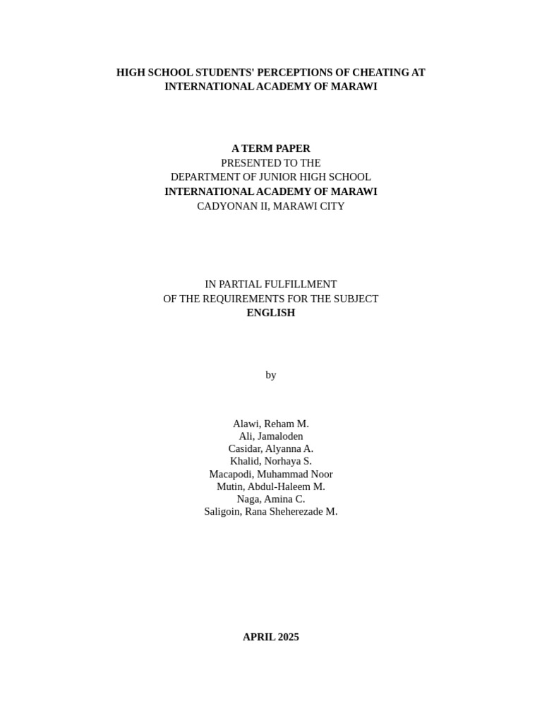 Student Views on Cheating in Marawi | PDF | Academic Dishonesty ...