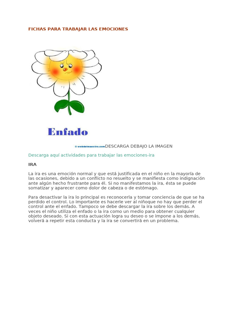 Actividades Emocionales para Niños | PDF | Las emociones | Ira