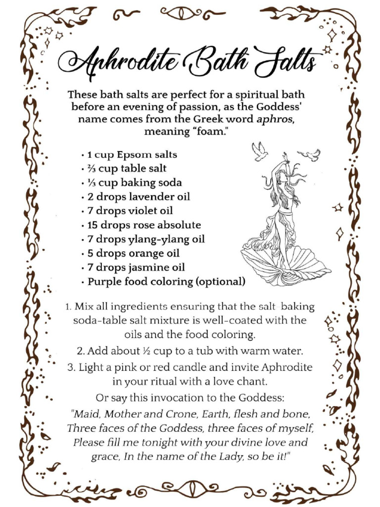 Aphrodite Bath Salts Recipe Spells8 | PDF