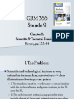 GRM 355 Stunde 9: Scientific & Technical Translation. Hervey, Pp. 133-44