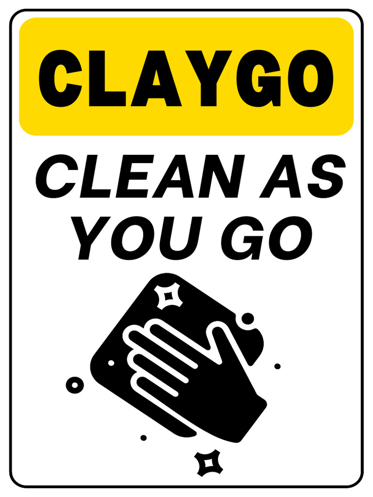 Black and Yellow Minimalist Clean As You Go Signage Flyer | PDF