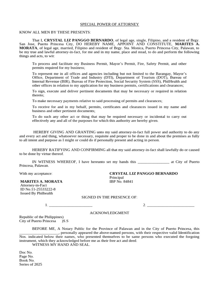 SPA Renewal - New Business Permits | PDF | Power Of Attorney | Private Law
