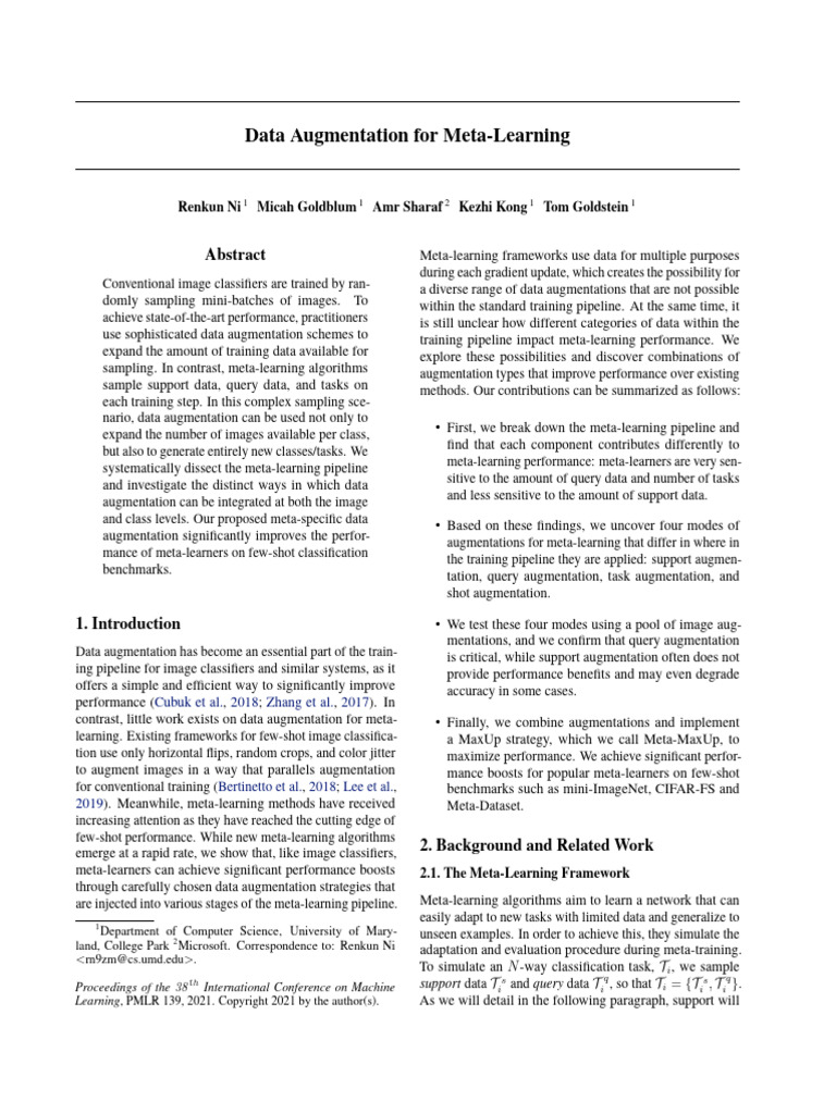 Data Augmentation For Meta-Learning | PDF | Support Vector Machine ...
