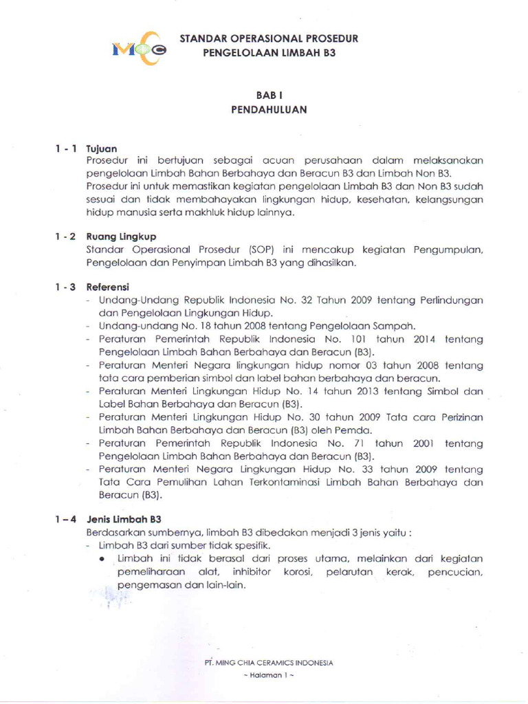 SOP Limbah B3 | PDF