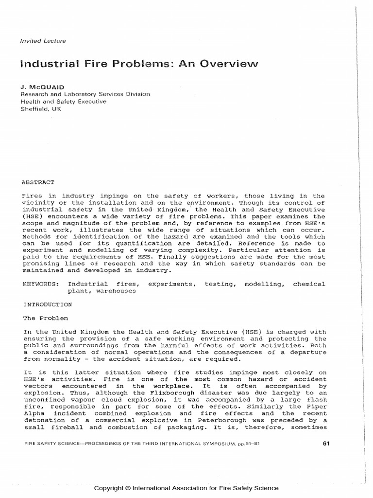 Industrial Fire Problems An Overview | PDF | Occupational Safety And ...