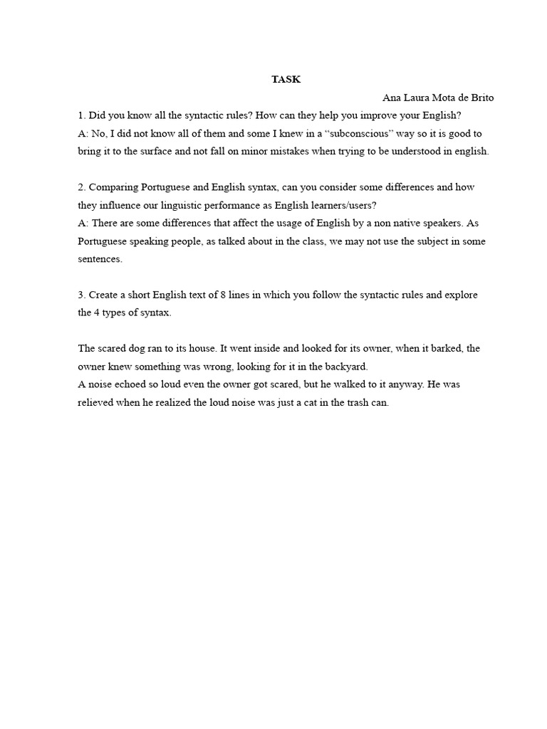 English Task | PDF