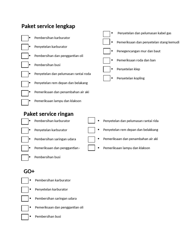 Paket Service Lengkap | PDF