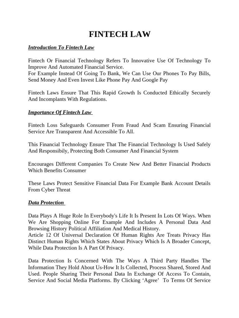 Understanding Fintech Law and Regulations | PDF | Computer Security ...