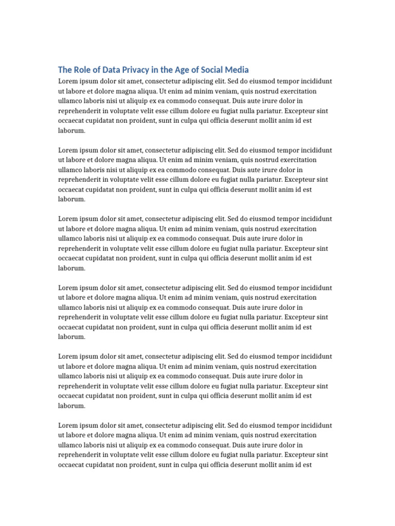 The Role of Data Privacy in The Age of Social Media | PDF