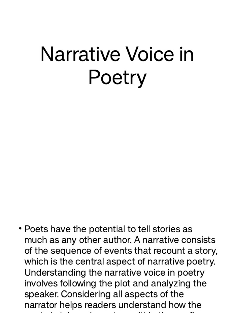 Understanding Narrative Voice in Poetry | PDF | Poetry | Narration