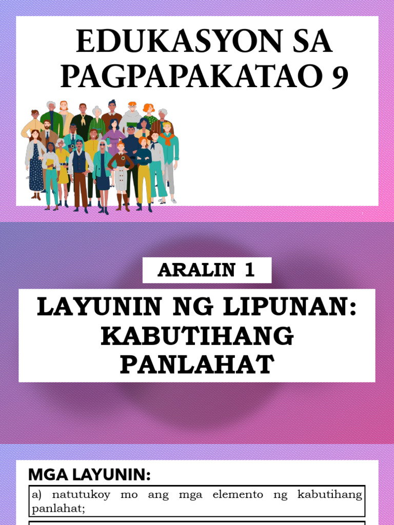 Layunin Ng Lipunan Kabutihang Panlahat Pdf