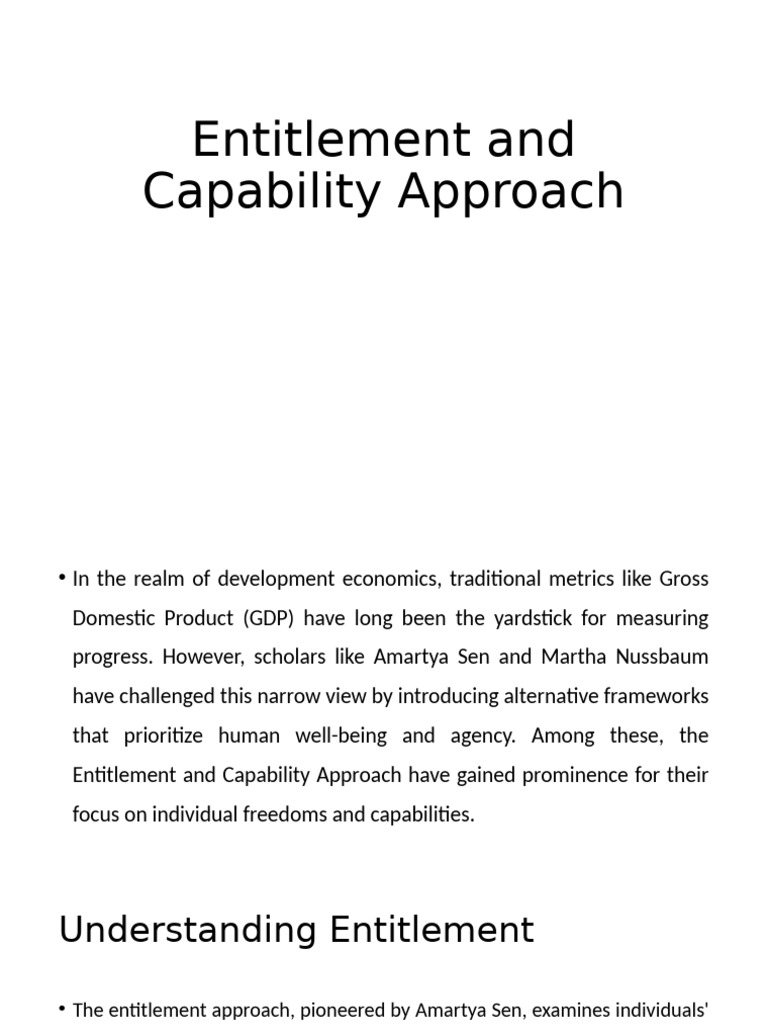 Entitlement and Capability Approach | PDF | Economies | Economics
