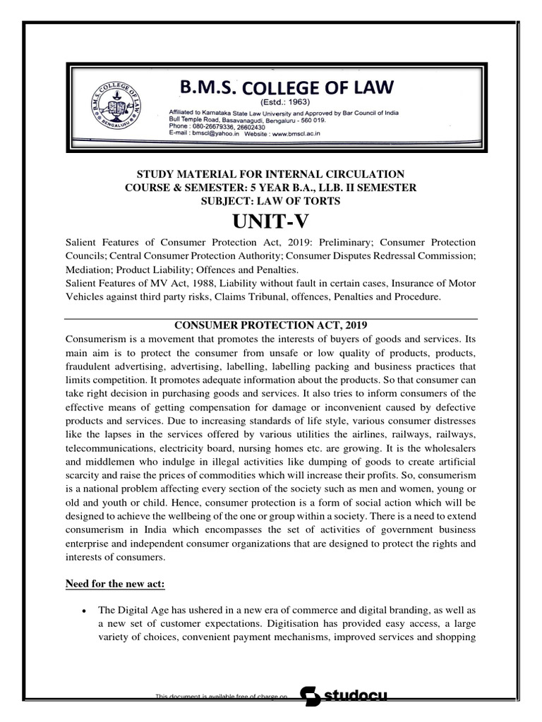 Key Features of Consumer Protection Act 2019 | PDF | Product Liability ...