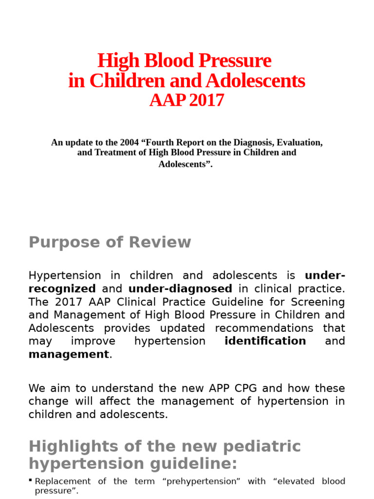 High Blood Pressure in Children and Adolescents (Autosaved) | PDF ...