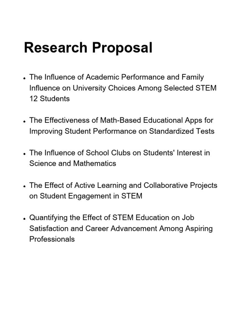 Research Title Proposals Shs | PDF