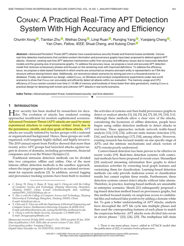 Conan A Practical Real-Time APT Detection System With High Accuracy and ...