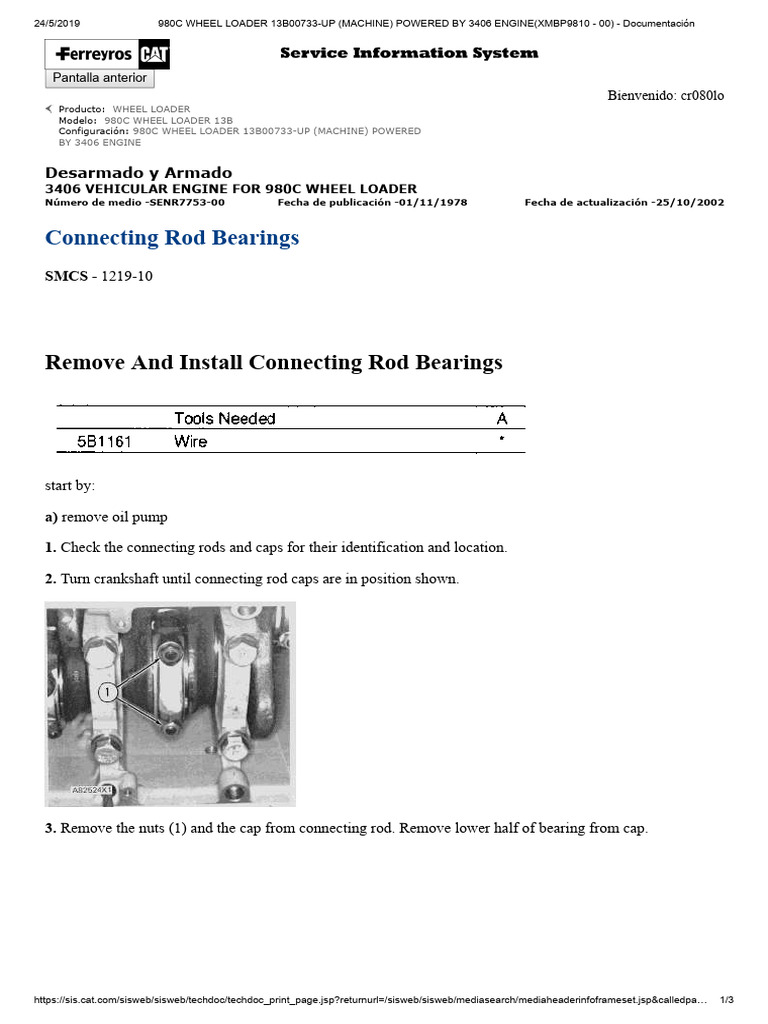 3406 Connecting Rod Bearings | PDF | Vehicle Parts | Mechanical Engineering