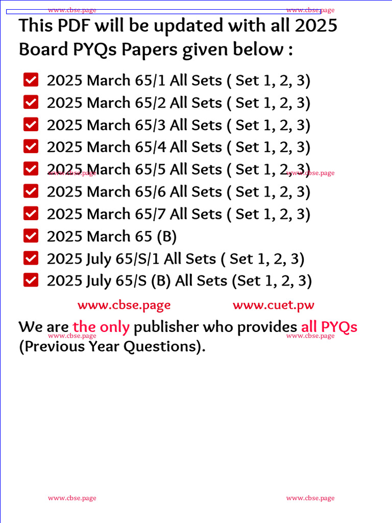 2025 Board PYQs for Mathematics | PDF | Inequality (Mathematics ...