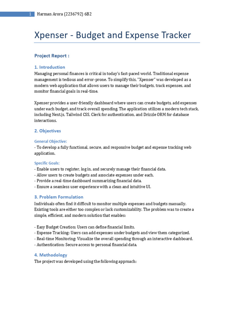 Xpenser: Modern Budget Tracker Overview | PDF | User Interface | Databases