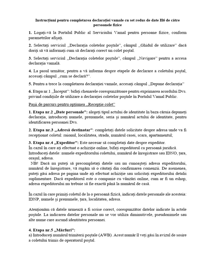 Ghid de Completare A Declarației Coletelor Poștale | PDF