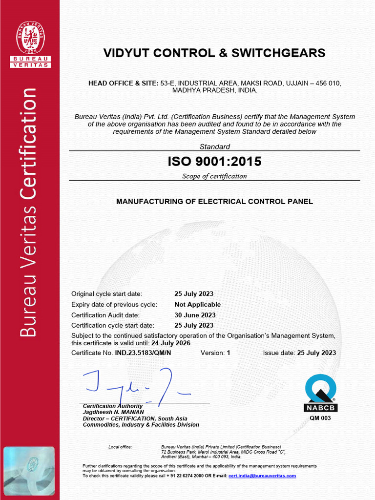 ISO 9001-2015 BV Certificate | PDF