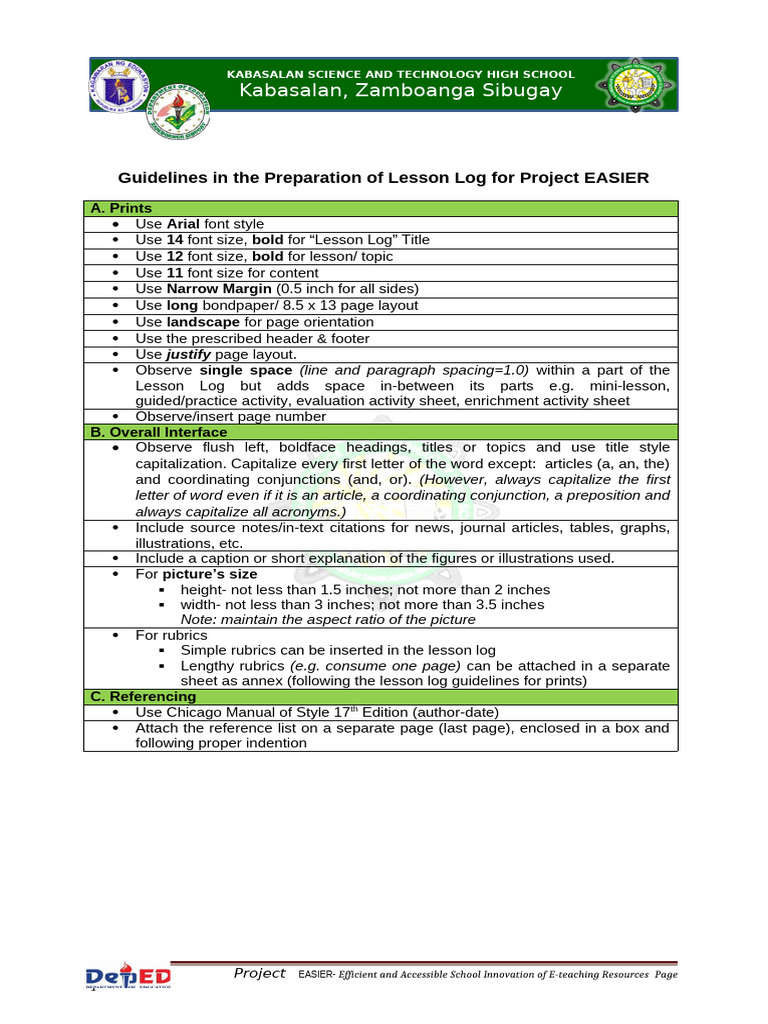 Guidelines in The Preparation of Lesson Log Slide Presentation | PDF ...