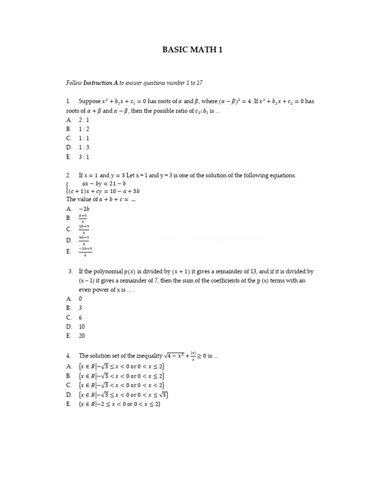 IUP Math Practice Questions | PDF | Zero Of A Function | Mathematics Of ...