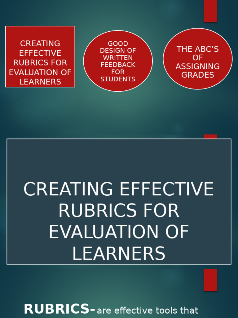 Effective Rubrics and Feedback Strategies | PDF | Rubric (Academic ...
