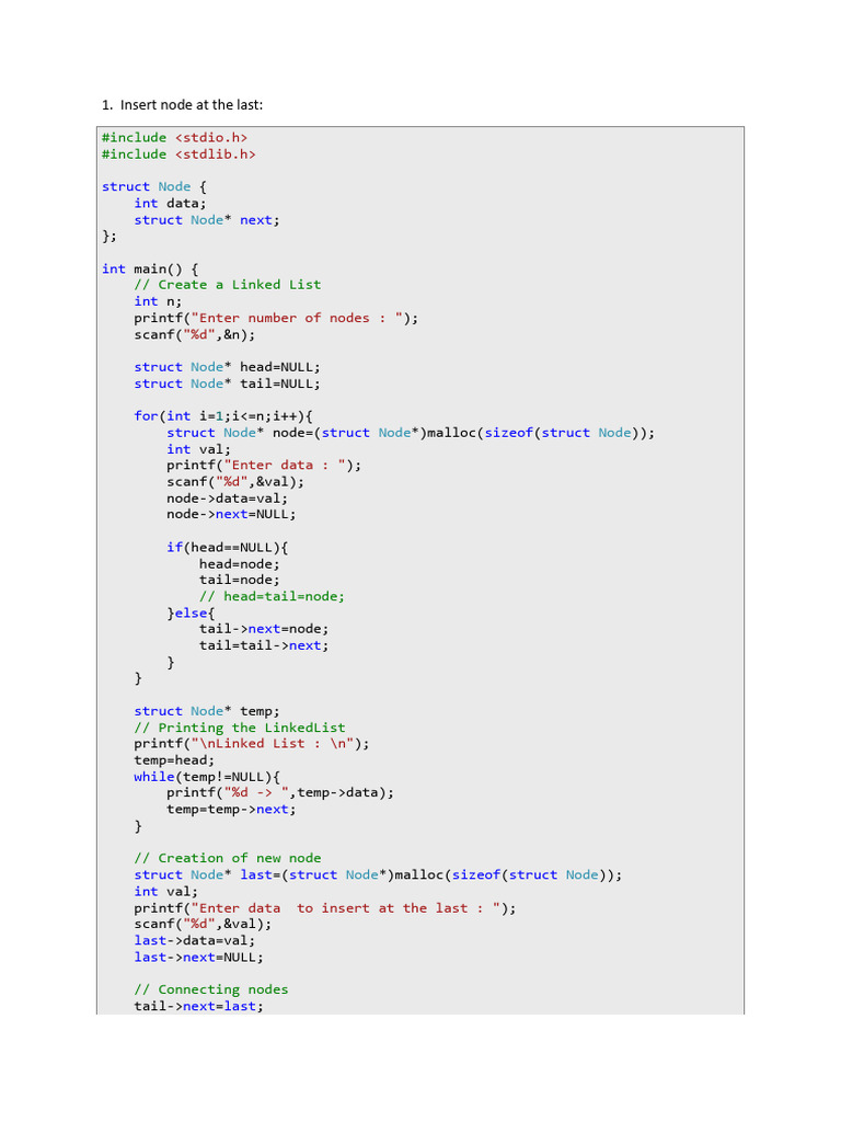 Insert Node at The Last | PDF | Data | Computing