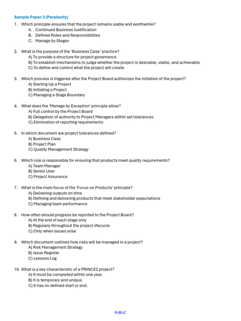 Sample Paper 3 | PDF | Project Management | Risk