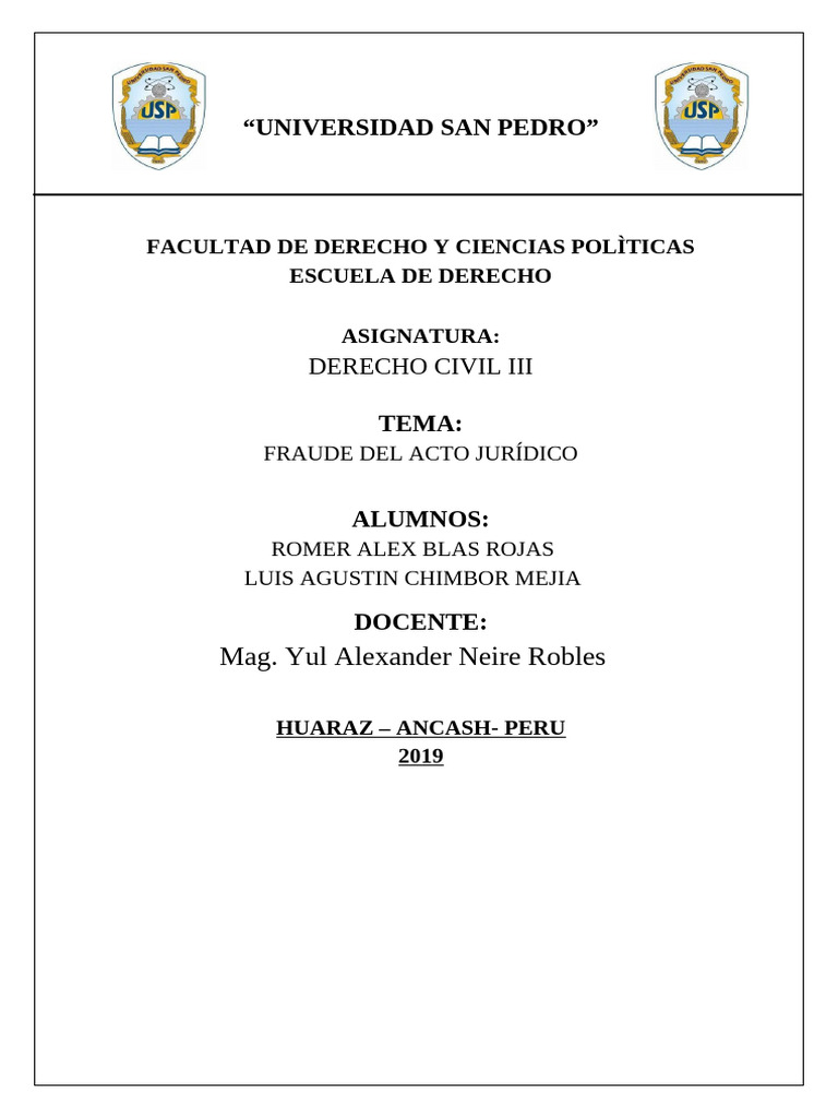Fraude del Acto Jurídico en Derecho Civil | PDF | Bienes (Ley) | Pagos