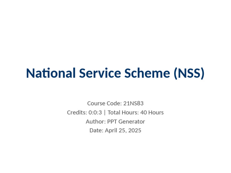 NSS Course Cover Page1 | PDF