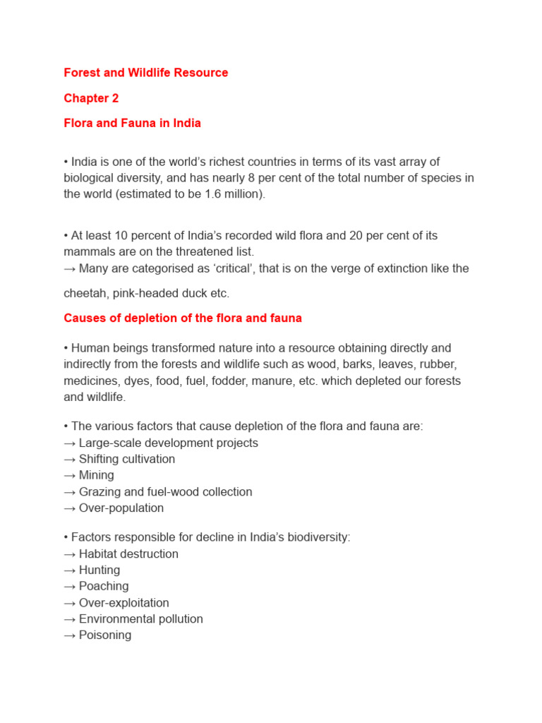 Flora and Fauna Conservation in India | PDF | Biodiversity ...