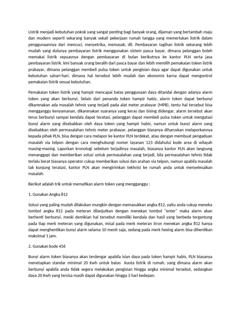 Mengatasi Alarm Token Listrik | PDF