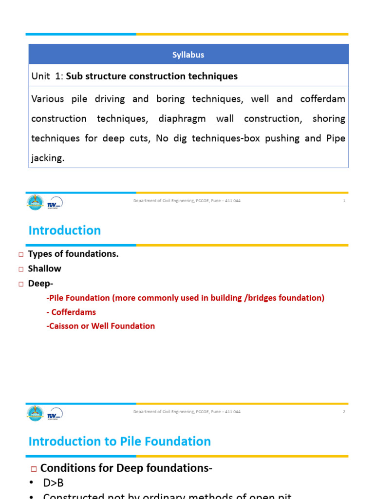 Substructure Construction Techniques Guide | PDF | Deep Foundation ...