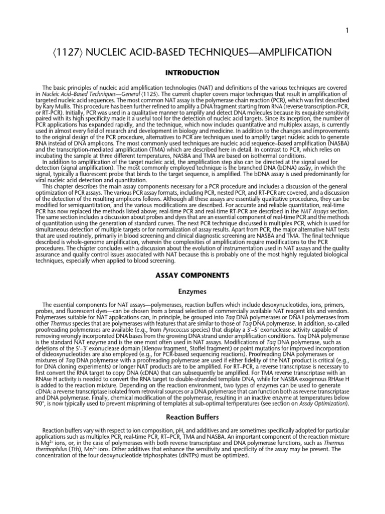 Nucleic Acid Amplification Techniques | PDF | Polymerase Chain Reaction ...
