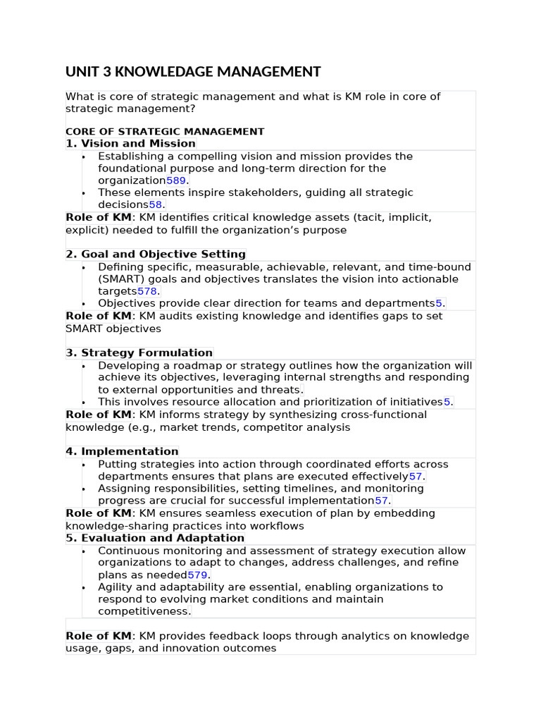 Knowledge Management in Strategic Management | PDF | Strategic ...