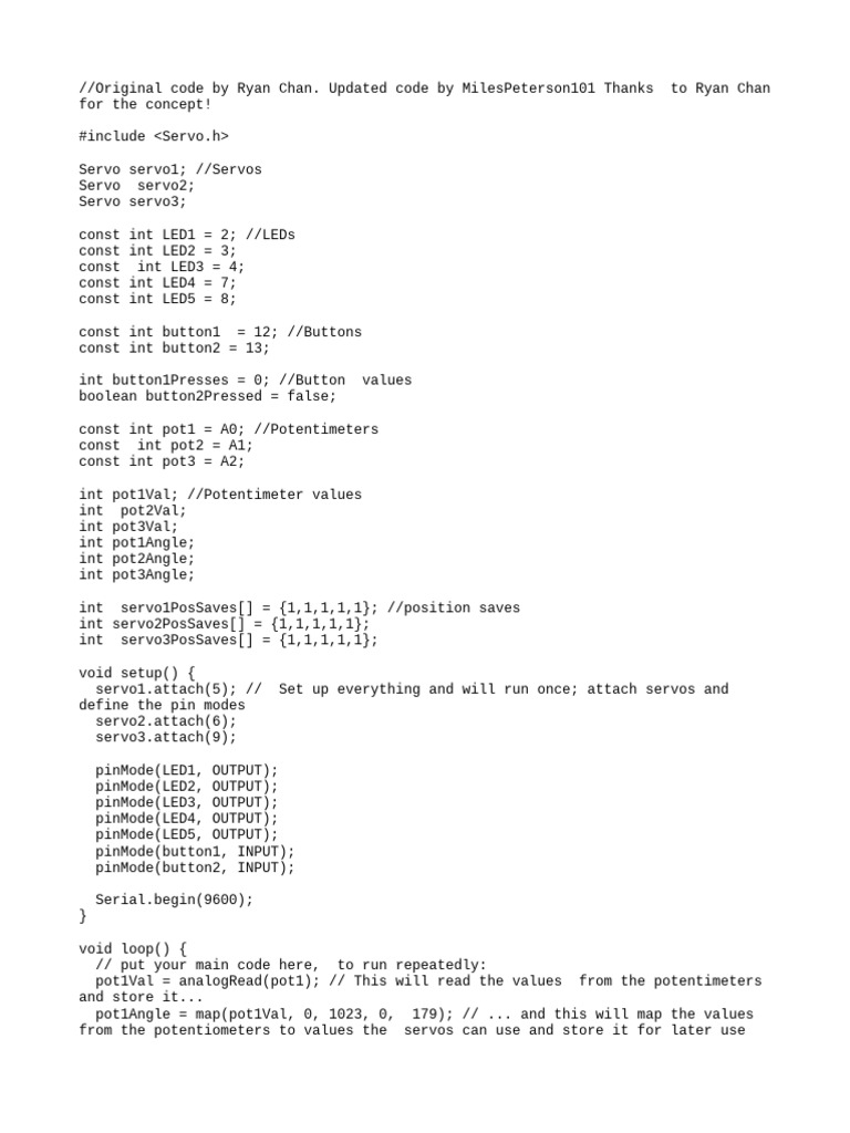 Robotic Arm Control Code | PDF | Computer Programming | Software ...