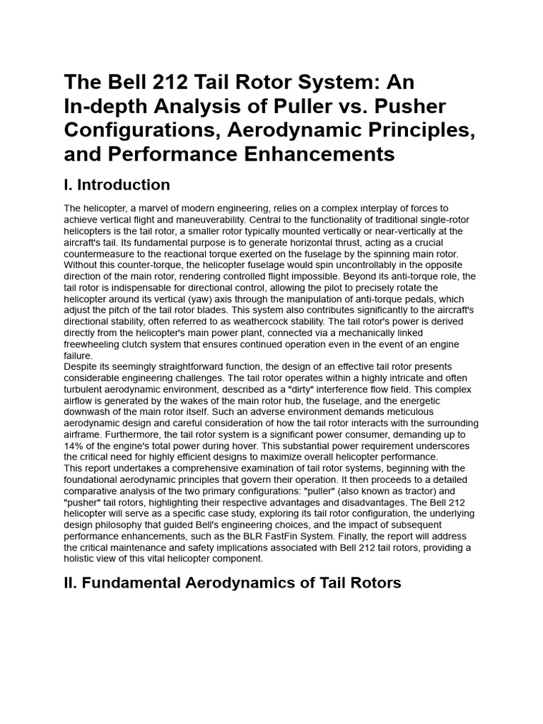 Bell 212 Tail Rotor Configurations Analysis | PDF | Helicopter Rotor ...