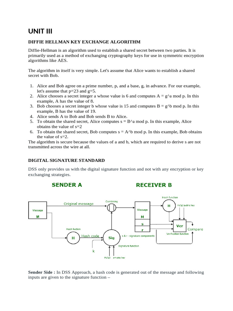 DSS and Diffie-Hellman Overview | PDF | Key (Cryptography) | Public Key ...