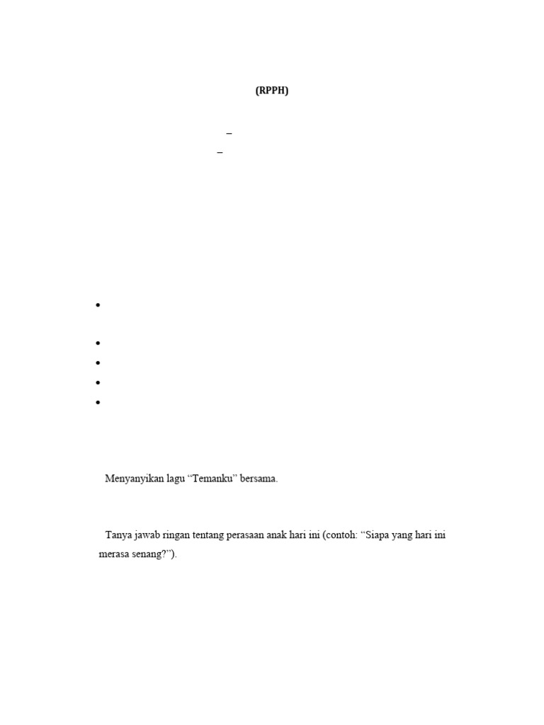 RPPH TK Pengembangan Sosial Emosional | PDF