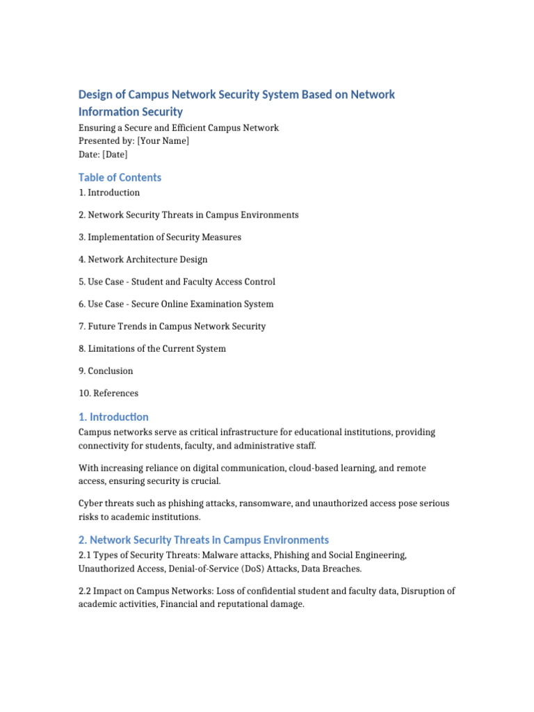Campus Network Security System Design | PDF | Security | Computer Security