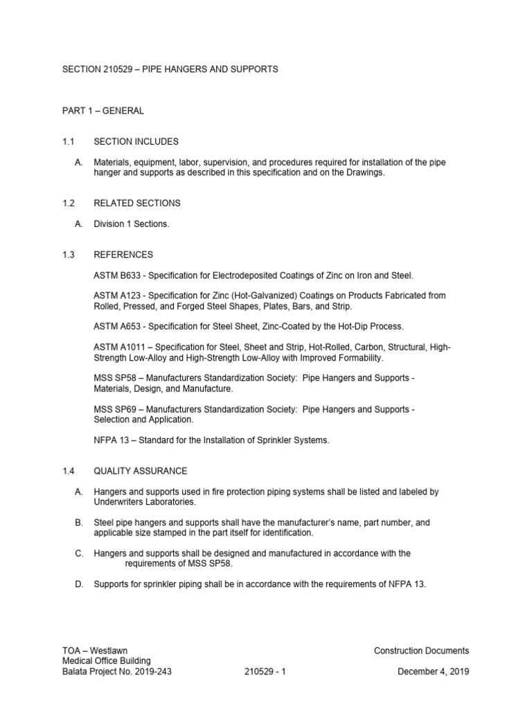 6-Inch Pipe Hanger Specifications | PDF | Pipe (Fluid Conveyance ...